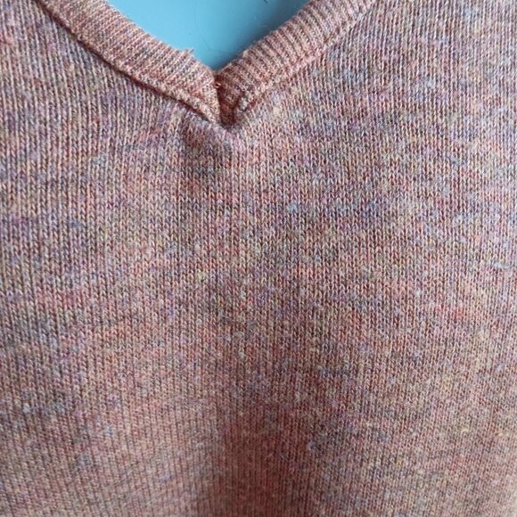 Vintage Men's XL T-shirt Sweater 1970's Creslan Rayon heather Brown V-Neck MOD - Picture 5 of 6